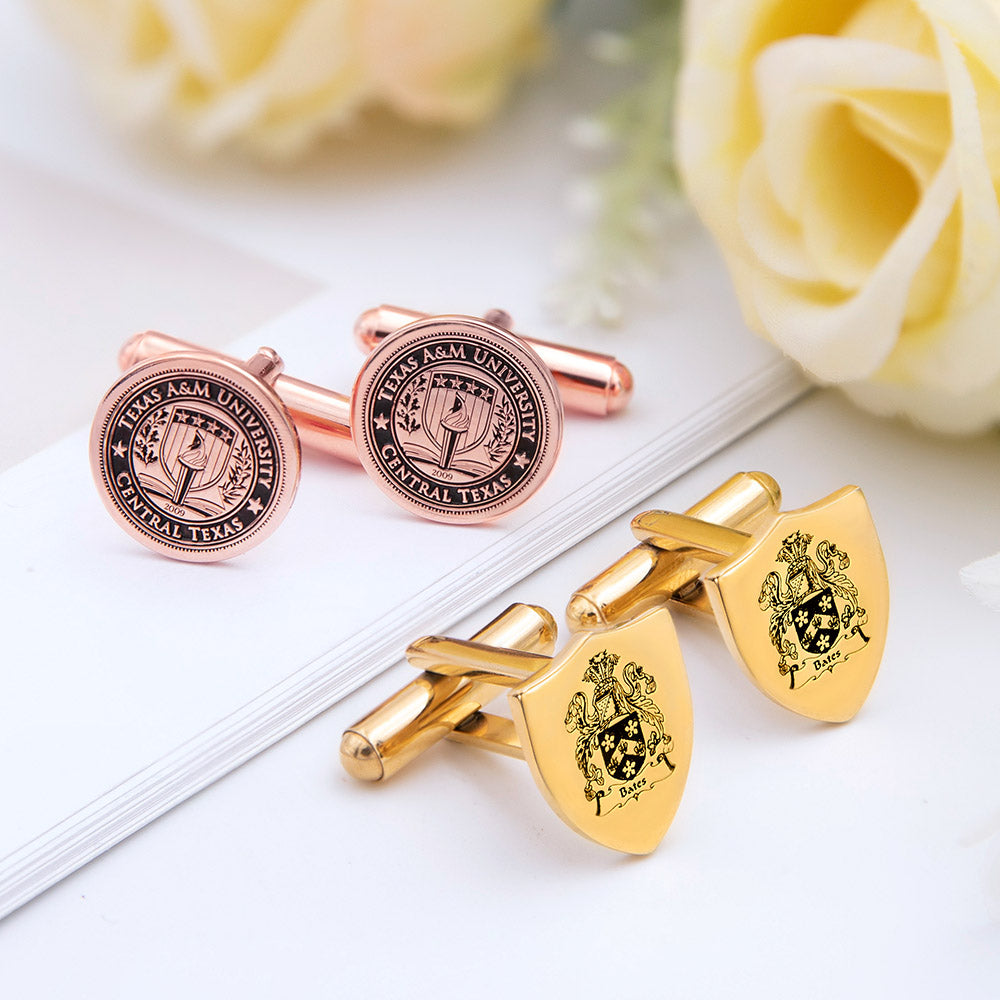 Personalized Family Crest Cufflinks Photo Cufflinks Gift Cards Set