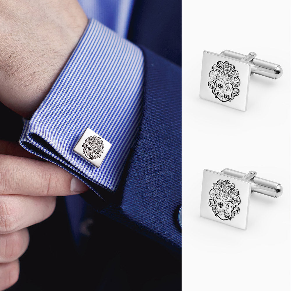 Personalized Family Crest Cufflinks Photo Cufflinks Gift Cards Set