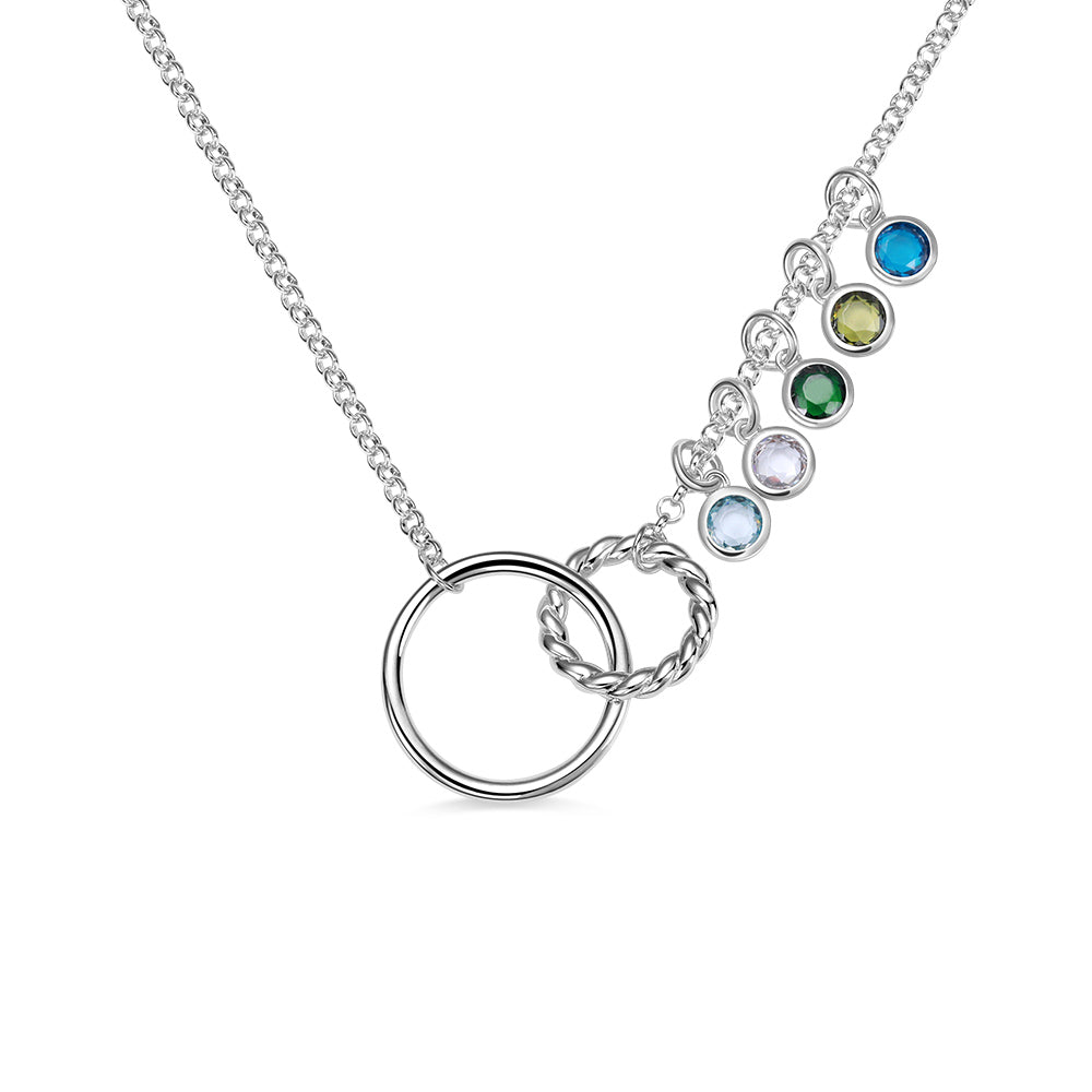 Personalized Mother Daughter Birthstone Necklace