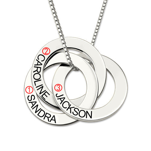 Engraved Russian Ring Necklace Sterling Silver