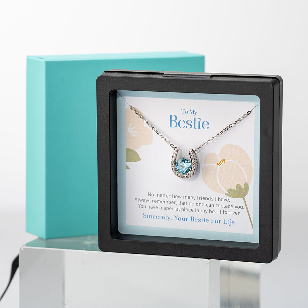 Lucky Horseshoe Birthstone Necklace Gift Card & Box Set