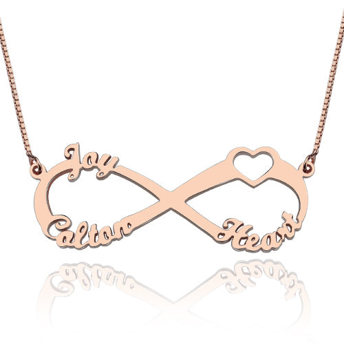 Adorable Heart Infinity 3 Names Necklace