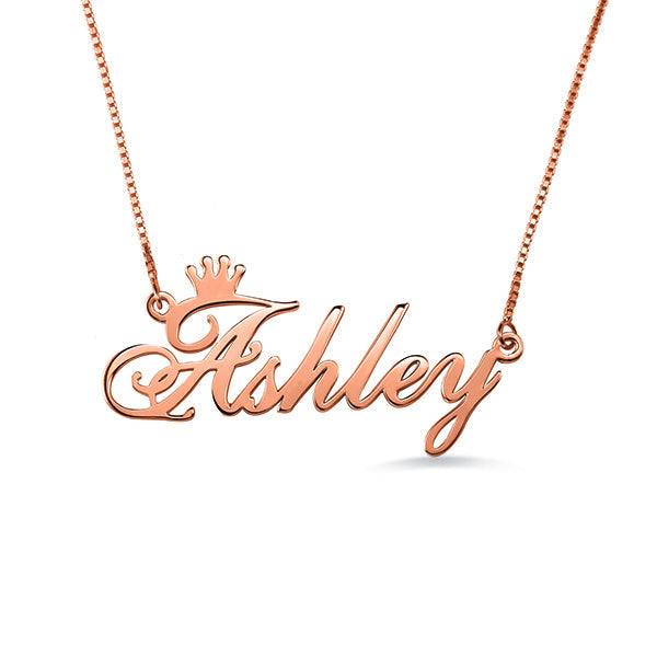 Personalized Name Crown Necklace Sterling Silver