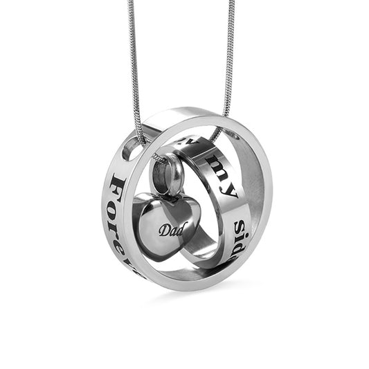 Forever in My Heart Stainless Steel Cremation Urn Necklace for Ashes