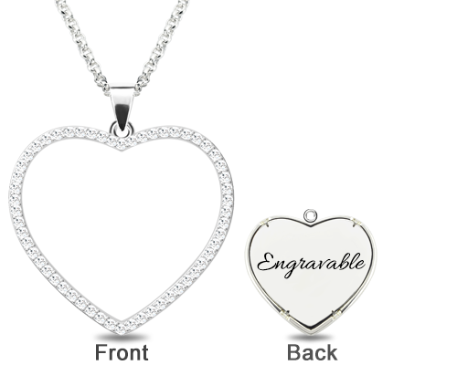 Photo Engraved Heart Shimmer Necklace Sterling Silver