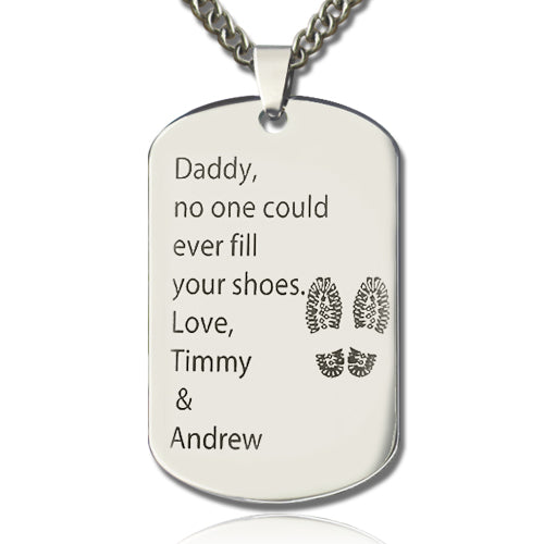 Father's Day Gift: Titanium Steel Dog Tag Name Necklace