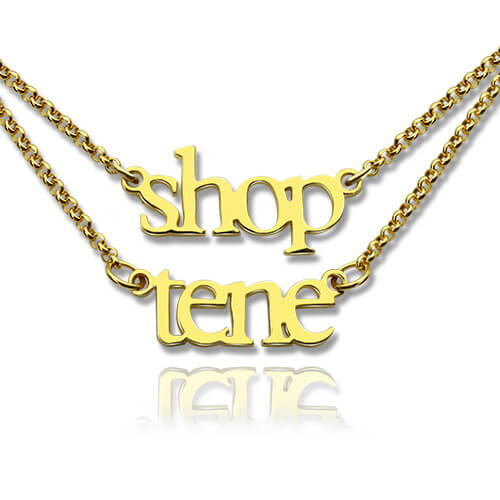 Double Layer Mini Name Necklace 18K Gold Plated