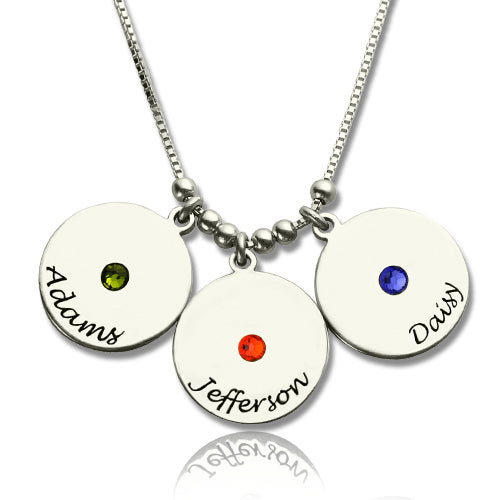 Mother's Day Gifts Disc and Birthstone Charm Necklace