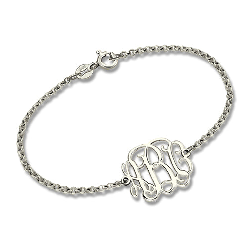 Custom Sterling Silver Monogram Bracelet for Him/Her