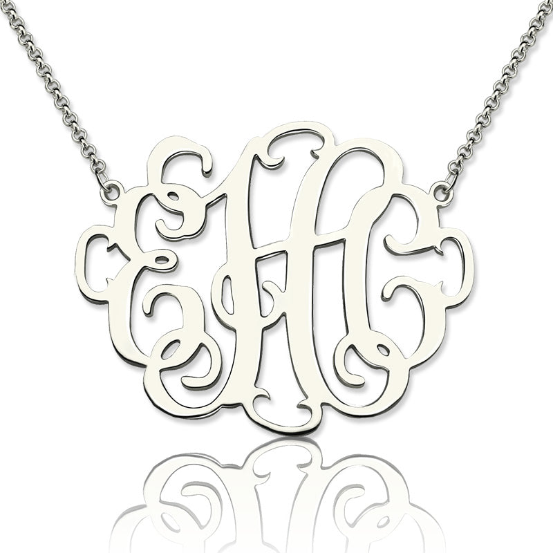 Personalized Stylish Monogram Necklace In Sterling Silver