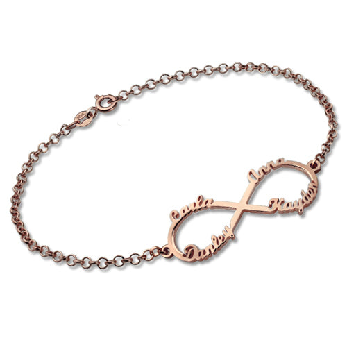 Personalized Infinity Four Names Bracelet In Rose Gold