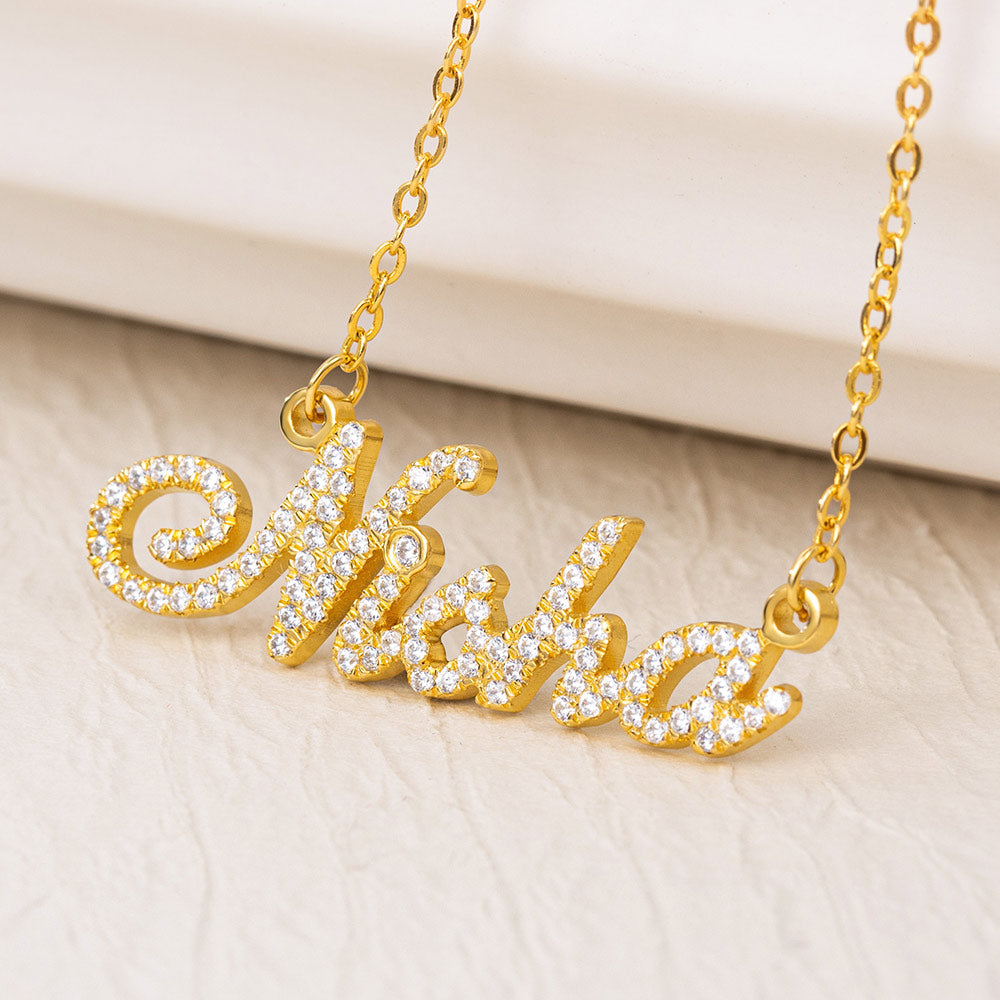 Rose Gold Full Birthstone Carrie Name Necklace