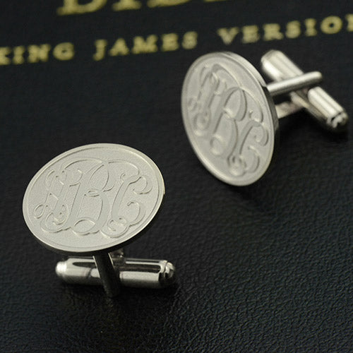 Engraved Cufflinks with Monogram Sterling Silver