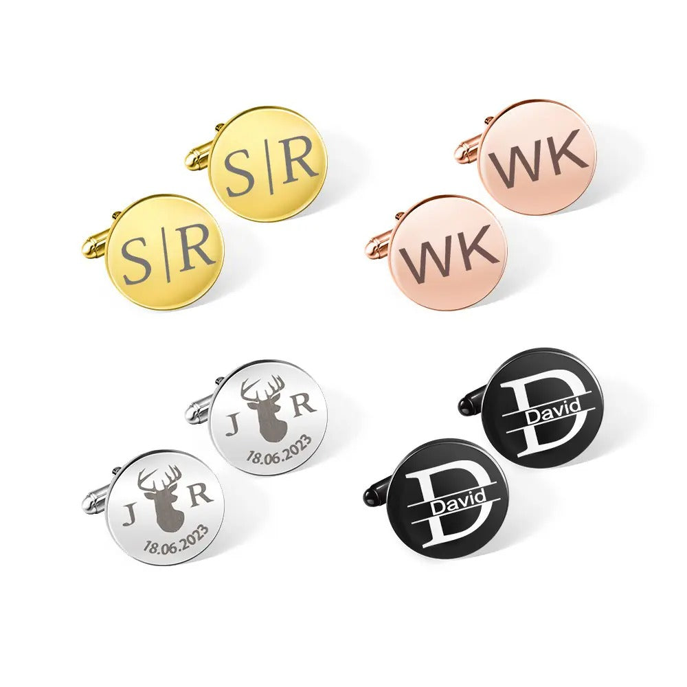 Cufflinks Only/Personalized Groomsmen Cufflinks, Engraved Cufflink  for Men, Father of the Bride Gifts