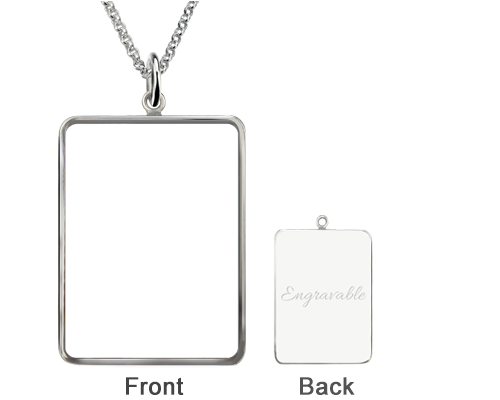 Rectangle Engraved Epoxy Kid & Dog Photography Necklace