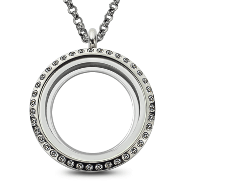 Floating Locket Photo Necklace Stainless Steel