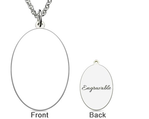 Custom Oval Engraved Family Photo Necklace Sterling Silver