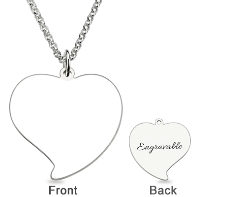 Custom Engraved Heart Photo Necklace Dad & Son Silver