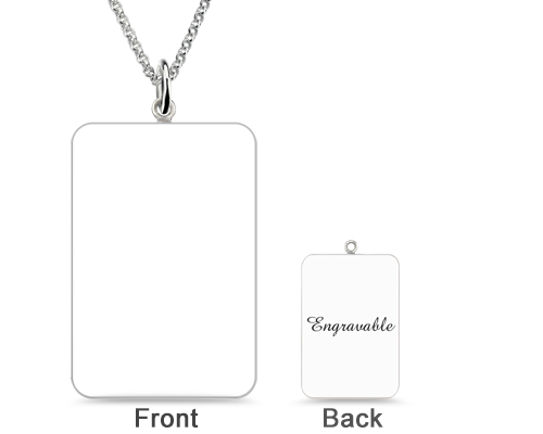 Rectangle Engraved Photo Necklace In Sterling Silver