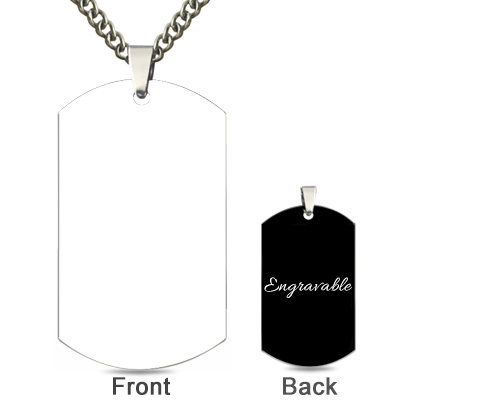 Engraved Black Dog Tag Daughter's Photo Necklace for Men