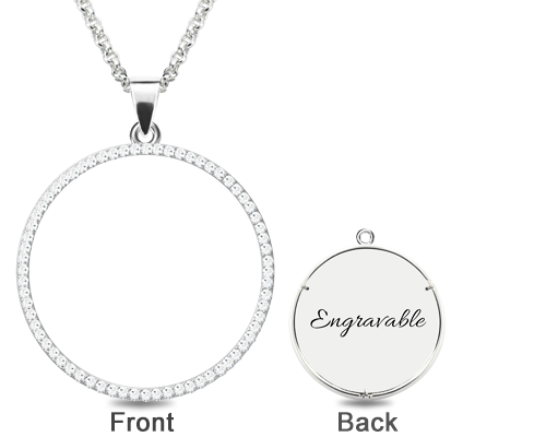 Engraved Round Girl's Photo Necklace With Birthstones