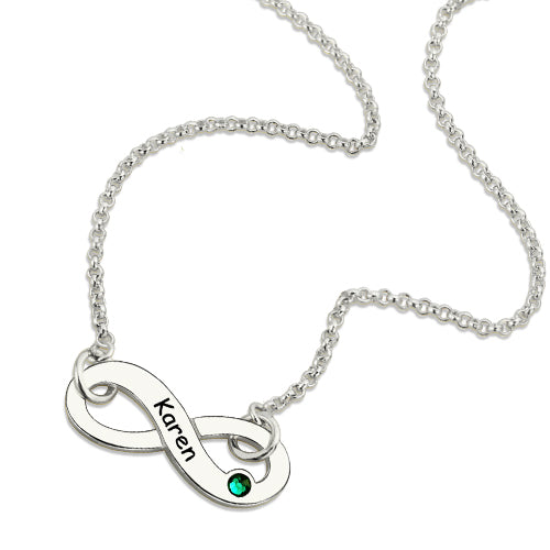 Personalized Birthstone knot Name Necklace