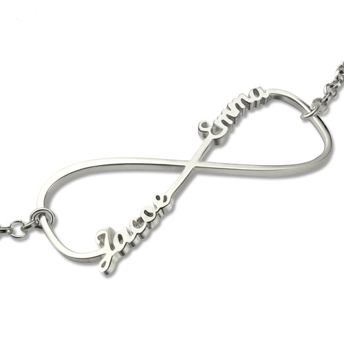 Personalized Mom Knot Infinity Bracelet In Sterling Silver