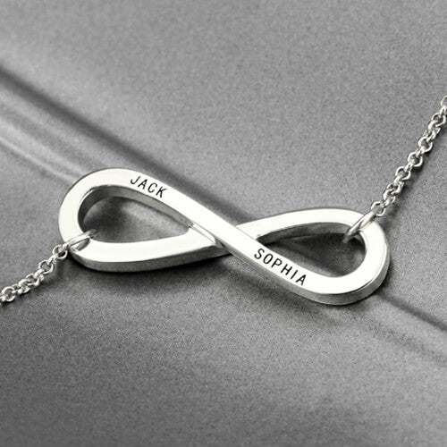 Engraved Knot Symbol Necklace Sterling Silver