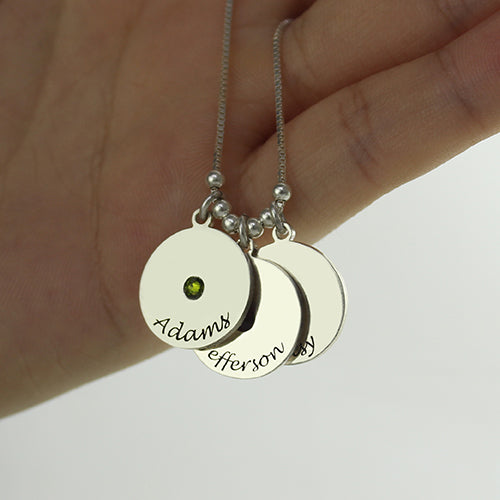 Mother's Day Gifts Disc and Birthstone Charm Necklace