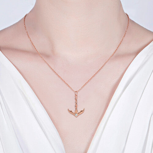 Anchor Birthstone Necklace Gold In Rose Gold