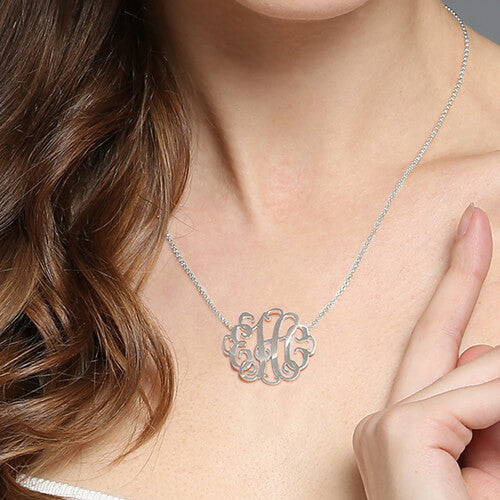 Personalized Stylish Monogram Necklace In Sterling Silver