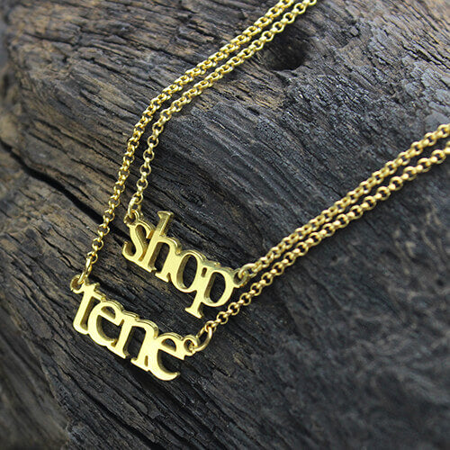 Double Layer Mini Name Necklace 18K Gold Plated