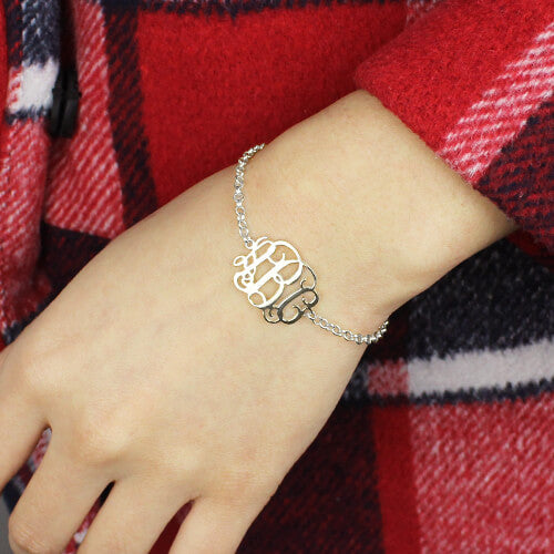 Custom Sterling Silver Monogram Bracelet for Him/Her