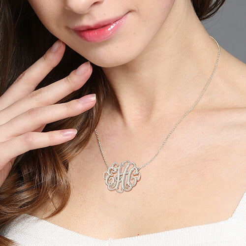 Personalized Stylish Monogram Necklace In Sterling Silver