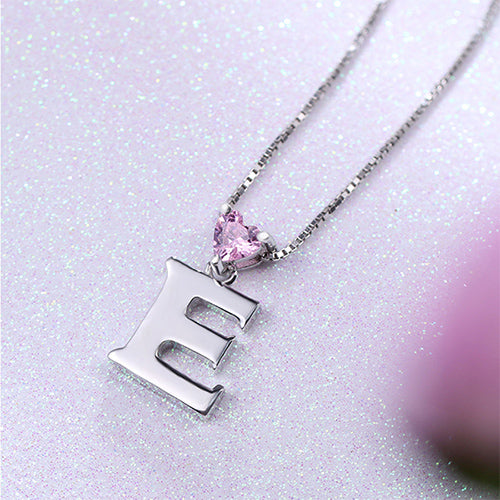 Custom Initial Letter With Heart Birthstone Necklace