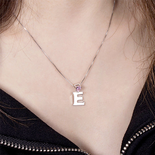 Custom Initial Letter With Heart Birthstone Necklace