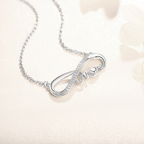 Custom Infinity Birthstone Necklace For Mother Sterling Silver