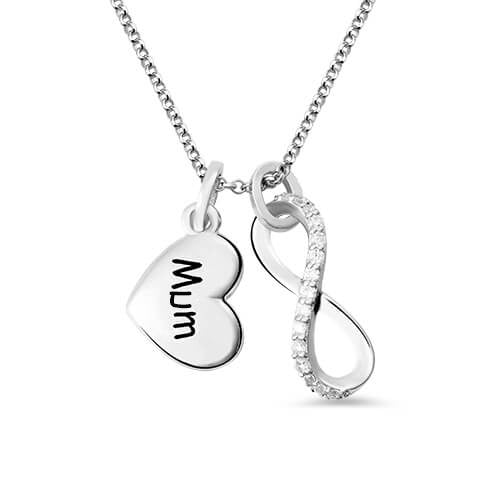 Custom Engraved Infinity Love Necklace Sterling Silver