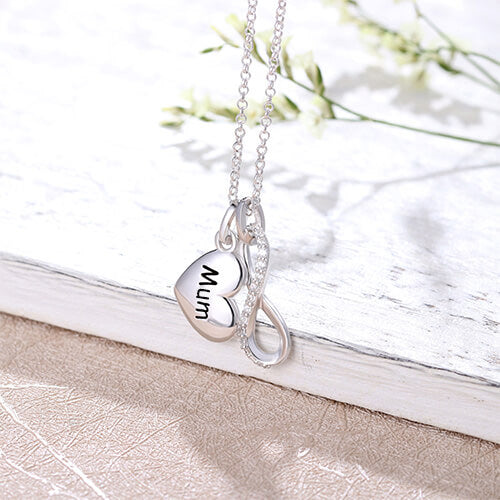 Custom Engraved Infinity Love Necklace Sterling Silver