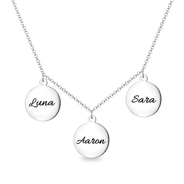 Personalized Triple Discs Necklace Sterling Silver