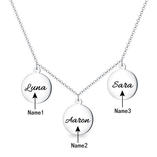 Personalized Triple Discs Necklace Sterling Silver