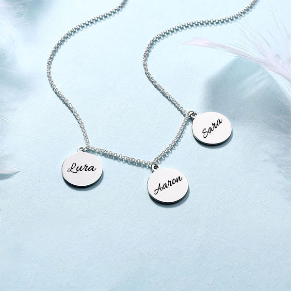 Personalized Triple Discs Necklace Sterling Silver