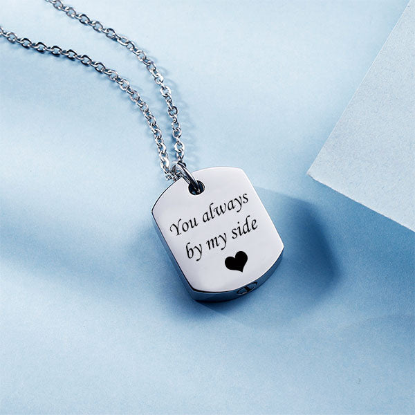 Engrave Stainless Steel Square Cremation Urn Necklace