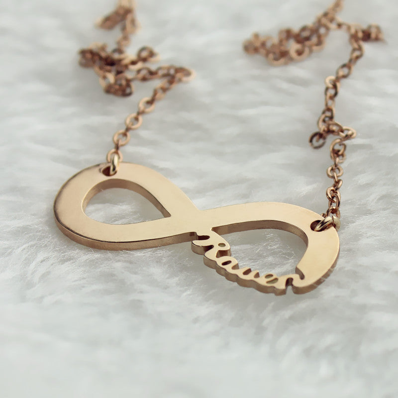 Lovely Solid Rose Gold Infinity Name Necklace