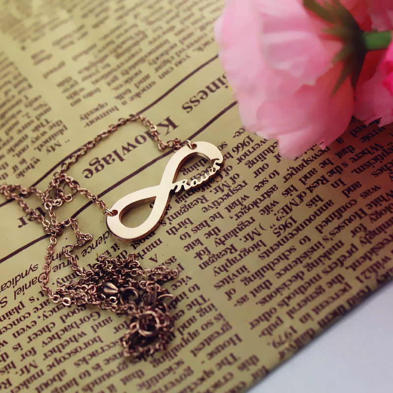 Lovely Solid Rose Gold Infinity Name Necklace