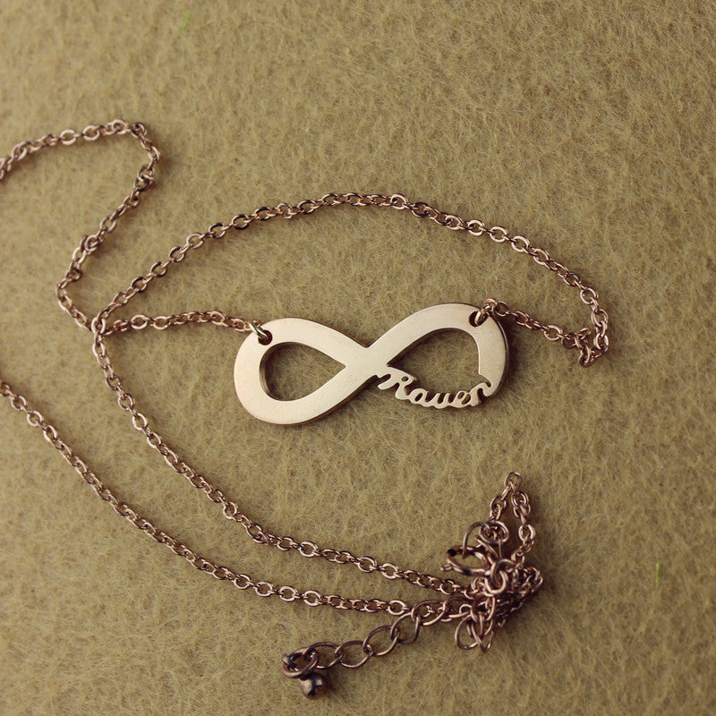 Lovely Solid Rose Gold Infinity Name Necklace