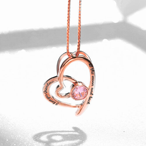 Custom Birthstone Necklace For Grandma In Rose Gold