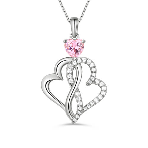 Custom Twist Hearts Infinity Love Necklace Sterling Silver