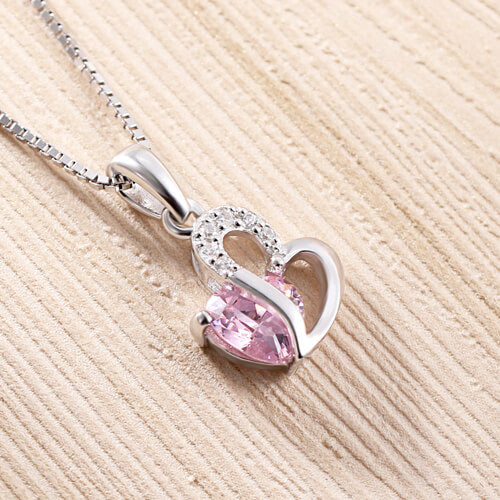 Custom Open Heart Birthstone Necklace Sterling Silver