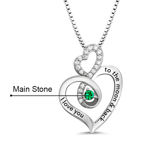 Custom Infinity Heart Birthstone Necklace Sterling Silver